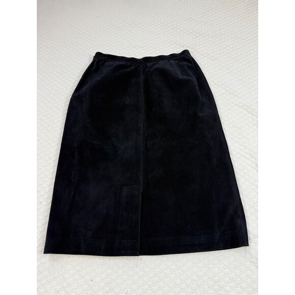 Yves Saint Laurent Rive Gauche Suede‎ Skirt Leather | Black | Womens EU 40 US 6 - Picture 8 of 10